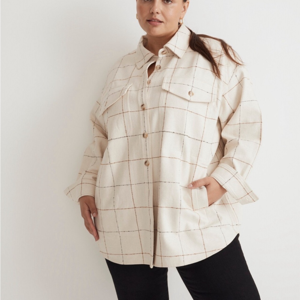 Madewell Bouclé Oversized Shirt-Jacket in Windowpane